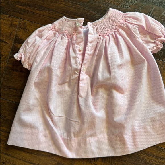 Girls Petit Ami Smocked Pink Flowers Pearls Party Portrait Church Dress Newborn - Picture 3 of 5